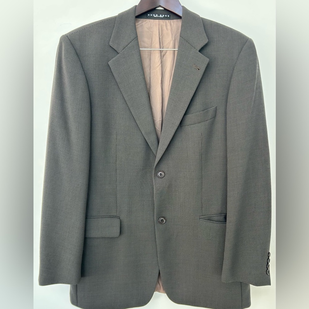 Hugo Boss 100% Virgin Wool Blazer Men’s 42R Grey Textured Sport Coat 2 Button